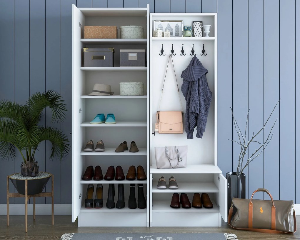 Hall Stand M11 – Branco – 119,6 cm x 182,8 cm x 37,3 cm