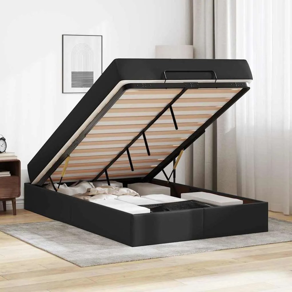 Estrutura de cama com colchão Outros Preto 120 x 190 cm