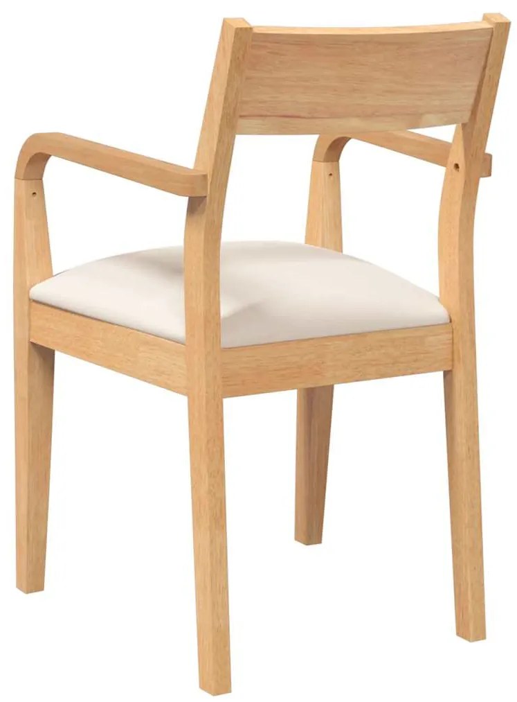 Cadeiras de jantar com almofadões 2 pcs madeira maciça natural