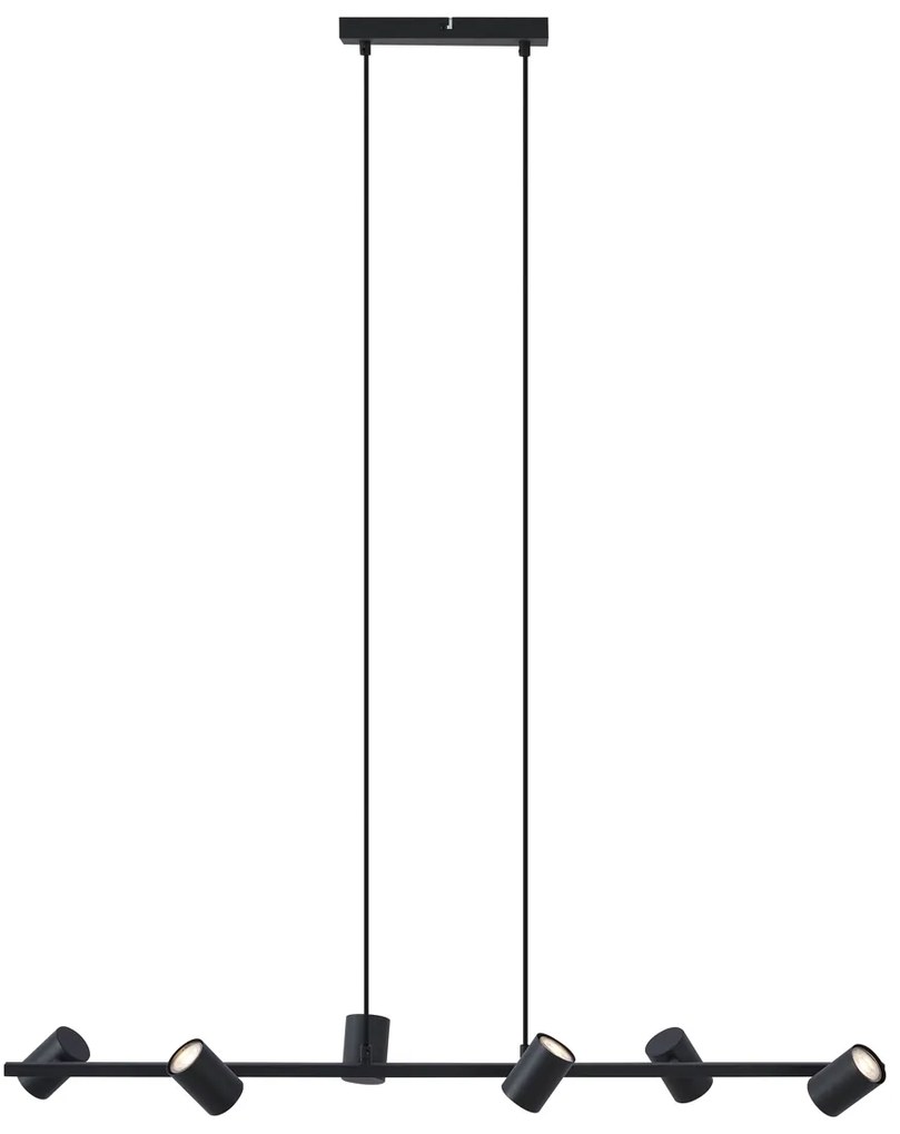 Candeeiro suspenso moderno preto com 6 luzes - Jeana Straight Moderno