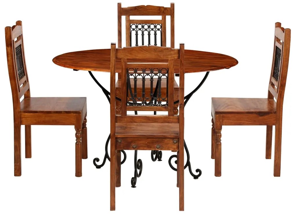 Conjunto de mesa de jantar 5 pcs madeira de acácia maciça