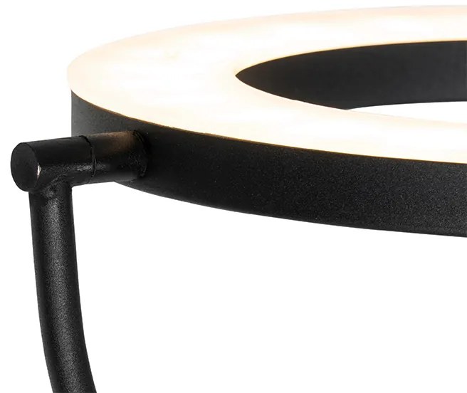 Candeeiro de pé moderno preto com braço de leitura incl. LED e dimmer - Divo Moderno