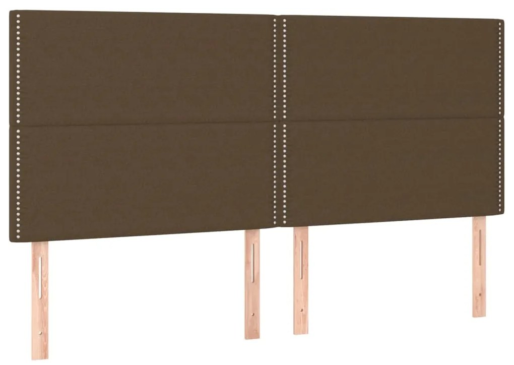 Cama box spring c/ colchão/LED 200x200cm tecido castanho-escuro