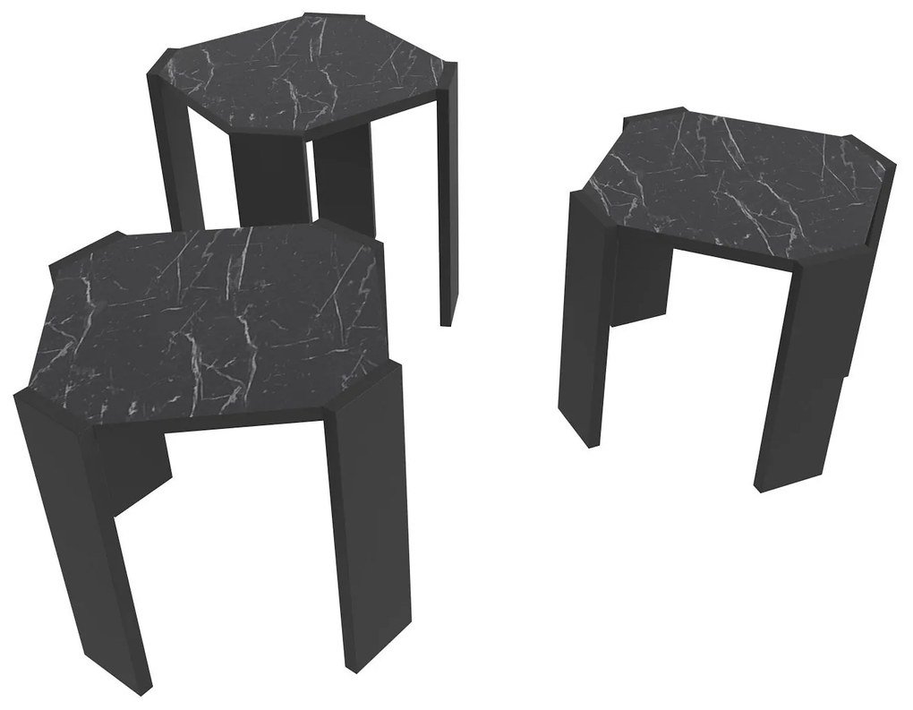Mesa de Centro Lori – Preto Mármore – 44,5 x 41 x 44,5 cm
