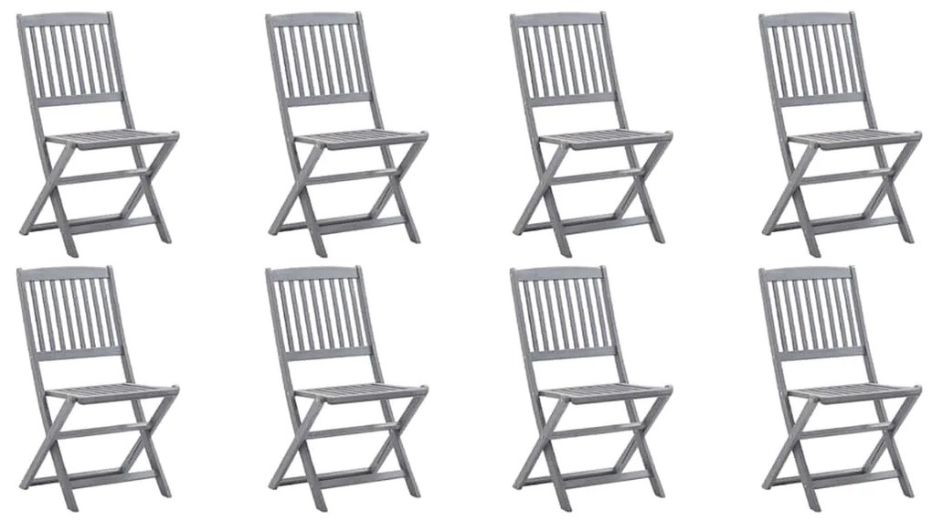 Cadeiras de exterior dobráveis 8pcs c/ almofadões acácia maciça