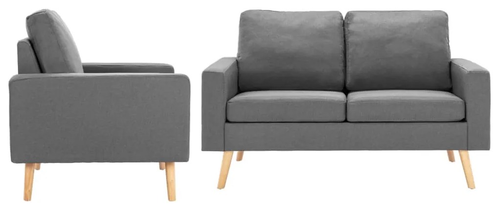 vidaXL 2 pcs conjunto de sofás tecido cinzento-claro