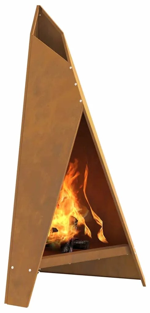 Fogueira Pirâmide Preta 58x36x100 cm Aço