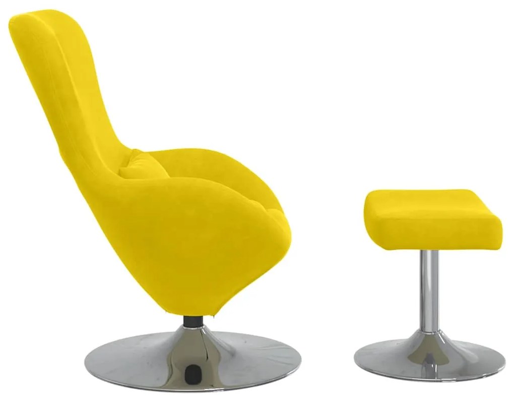 Poltrona Egg vidaXL com Puff Veludo Amarelo