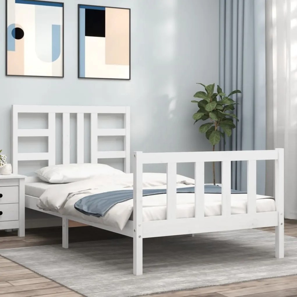 vidaXL Cama sem colchão 100x200 cm madeira de pinho maciça branco