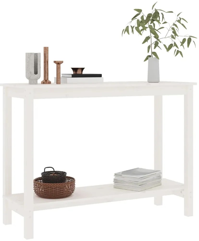 Mesa consola 110x40x80 cm pinho maciço branco