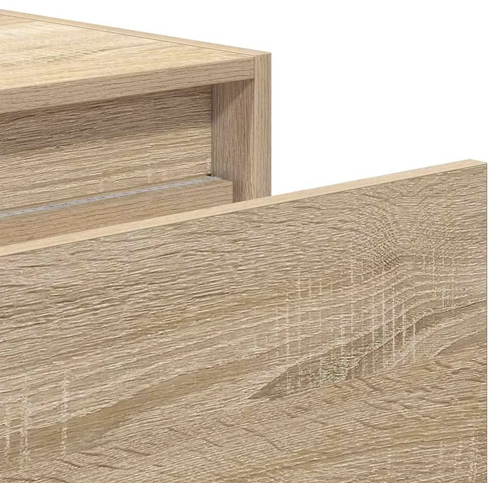 Mesas de cabeceira de parede com luzes LED 2pcs carvalho sonoma