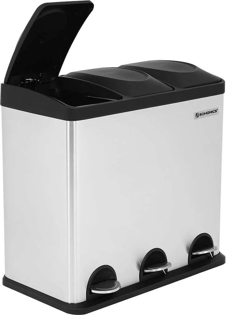 Caixote lixo Separador de lixo 54 litros (3 x 18 L) Prateado + Preto