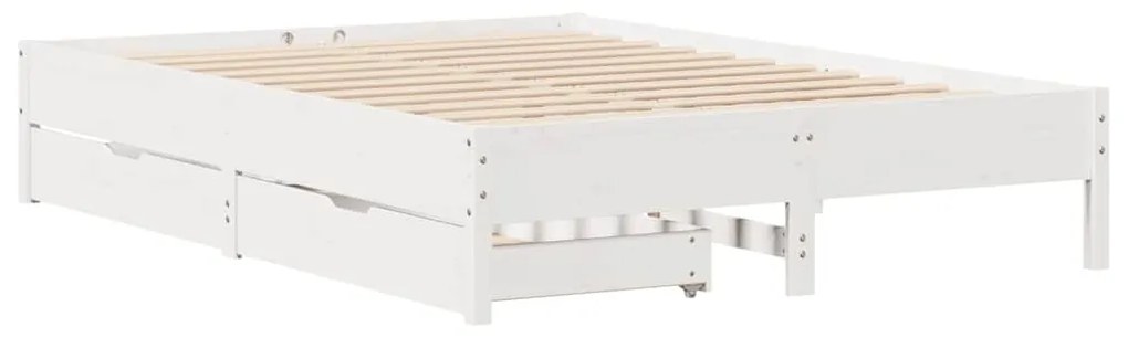 Cama sem colchão 160x200 cm madeira de pinho maciça branco