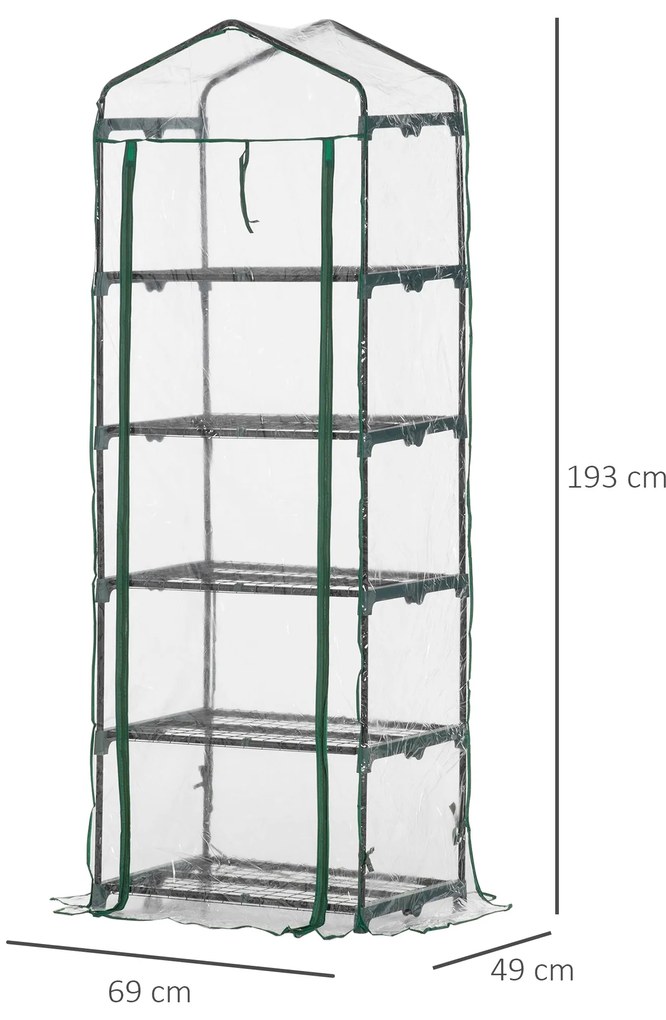 Estufa de Jardim Vertical 69x49x193cm com 5 Prateleiras Estufa para Pl