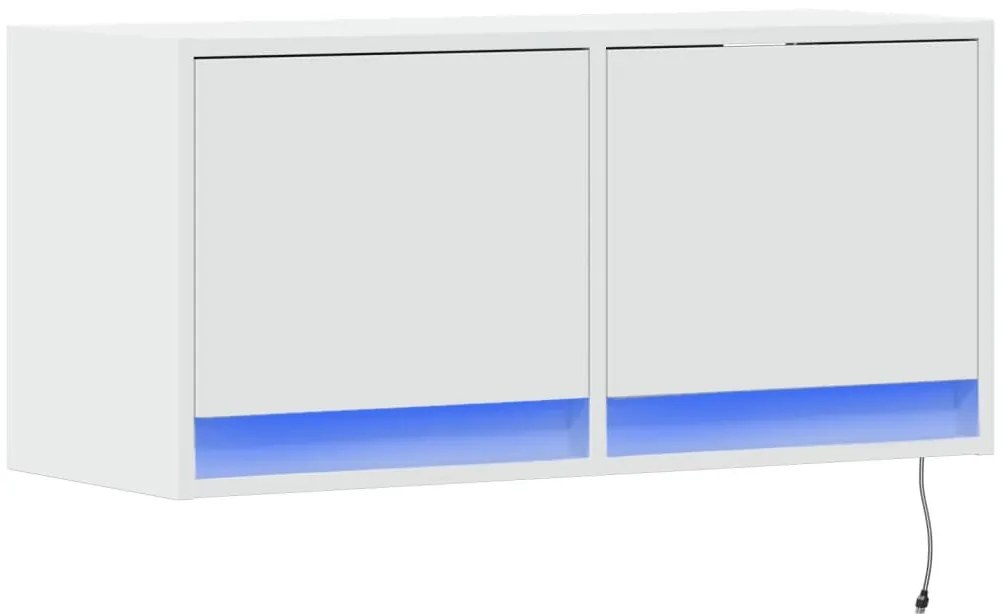 Móvel de parede para TV com luzes LED 80x31x35 cm branco