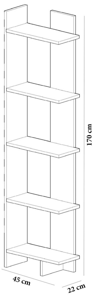 Estante Als – Teca Branca – 45x170x22 cm