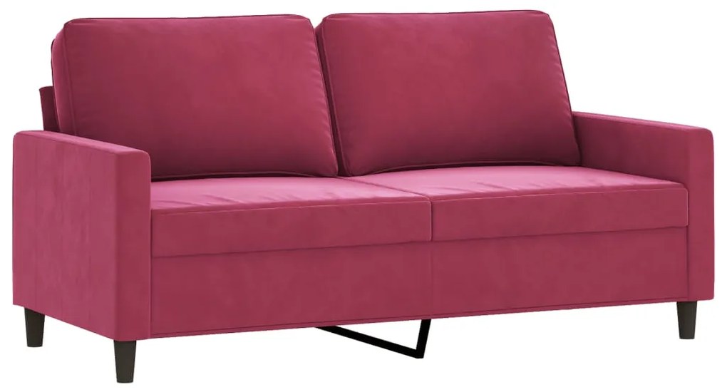 2 pcs conjunto de sofás com almofadões veludo vermelho tinto