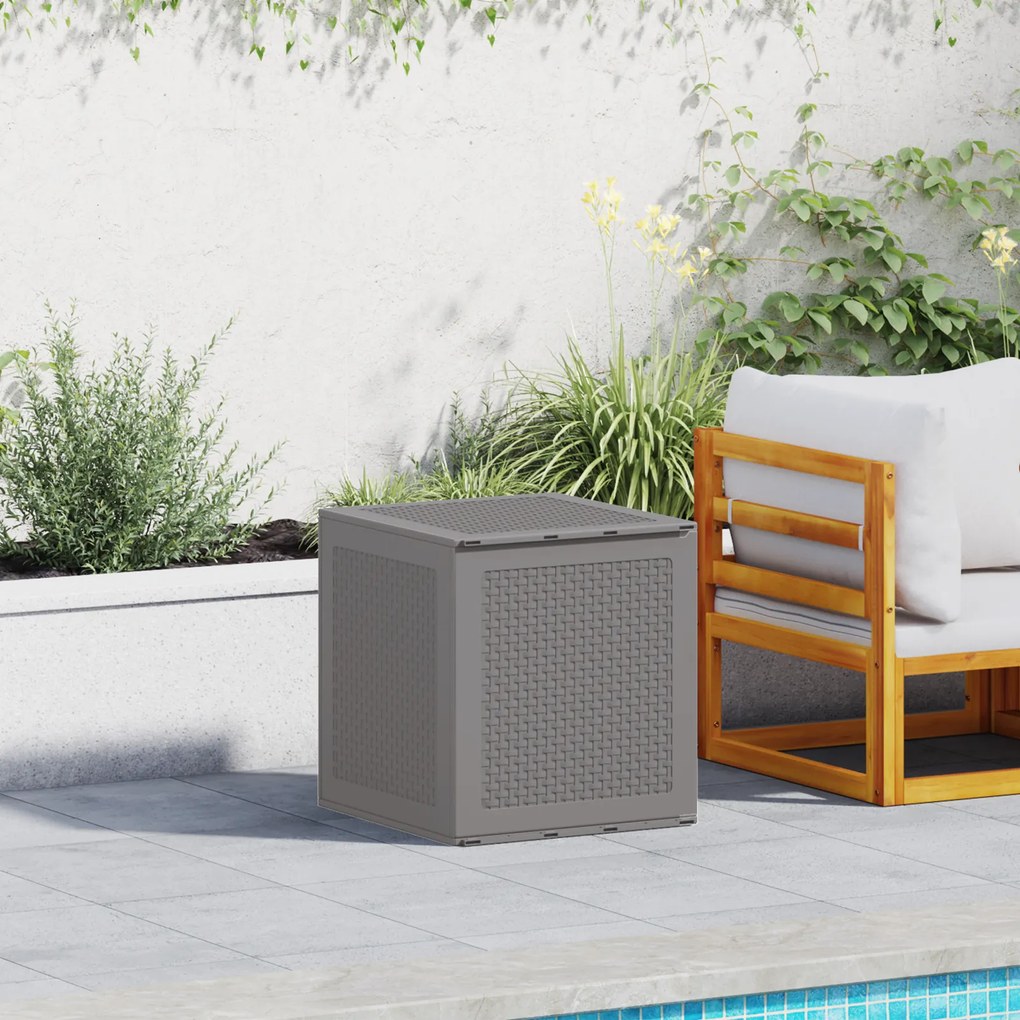 vidaXL Caixa de Armazenamento para Jardim Cinzento-Claro 55x53x57 cm PP