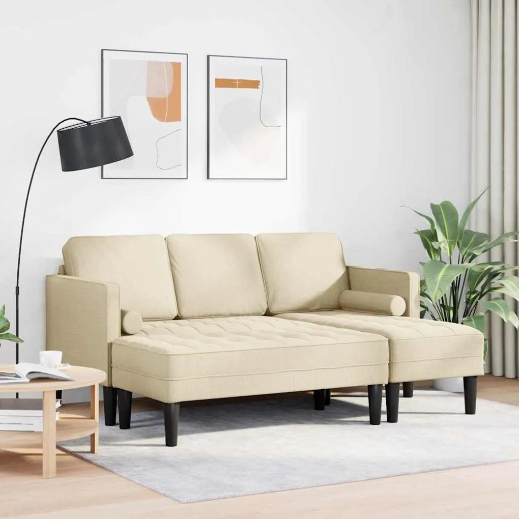 Conjunto de 2 Peças com Almofadas Creme em Tecido