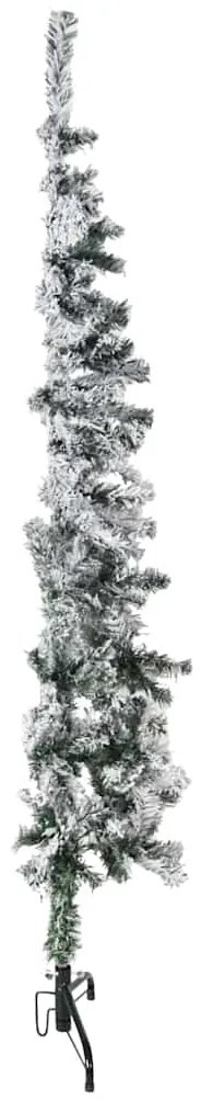 Meia árvore de Natal fina com flocos de neve 150 cm