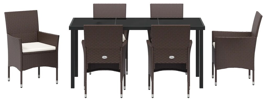 Conjunto de Jantar Jardim 7 Peças Castanho Rattan PE
