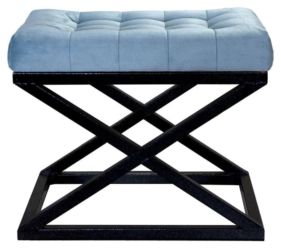 Pouffe Capraz – Preto e Turquesa – 50 cm x 42 cm x 40 cm