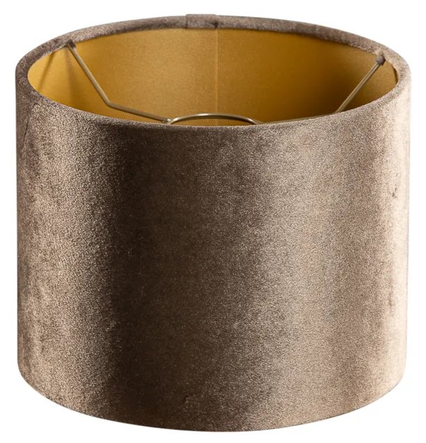 Abajur de Veludo Castanho com Interior Dourado 18/18/14