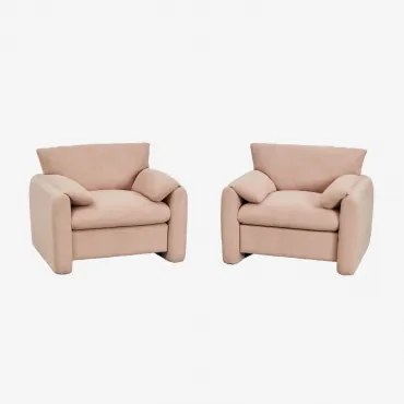 Pack De 2 Cadeiras Estofadas Serra Chenille Cor-de-rosa - Sklum