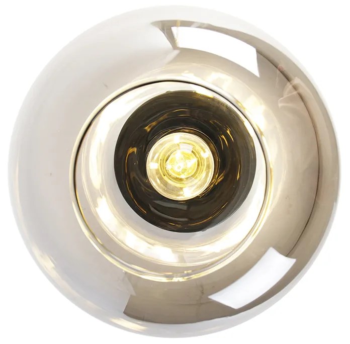 Candeeiro de teto inteligente preto com dourado e vidro fumê incl. Wifi A60 - Zuzanna