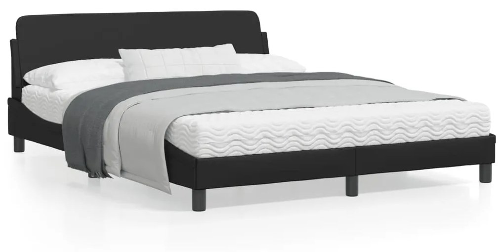 373218 vidaXL Estrutura cama c/ cabeceira 160x200 cm couro artificial preto