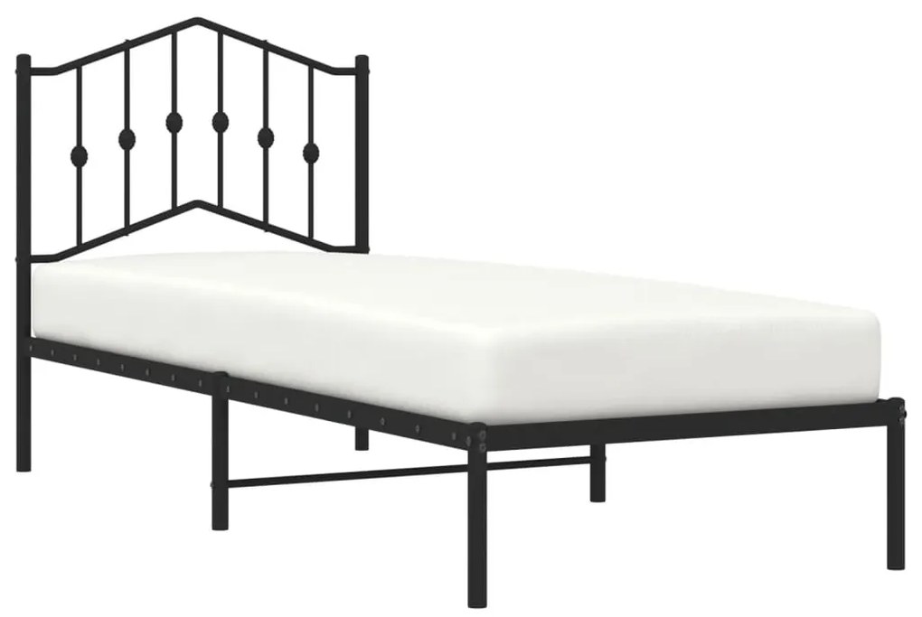 Estrutura de cama com cabeceira 90x190 cm metal preto