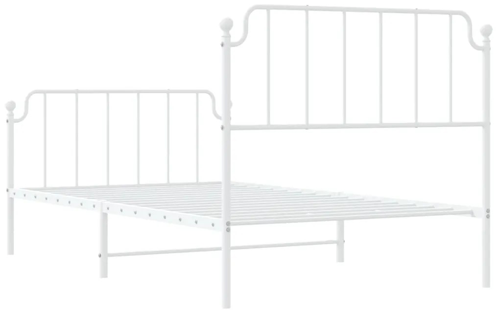 Estrutura de cama com cabeceira e pés 107x203 cm metal branco