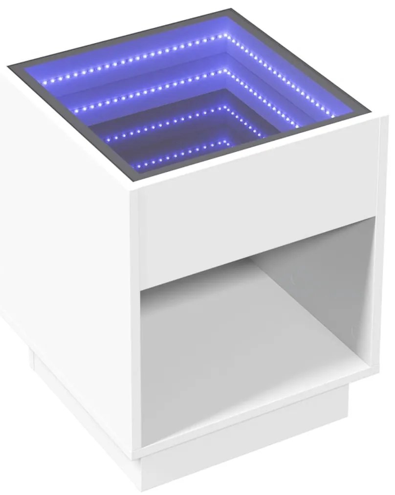 Mesa de centro luzes LED Infinity 40x40x50 cm branco