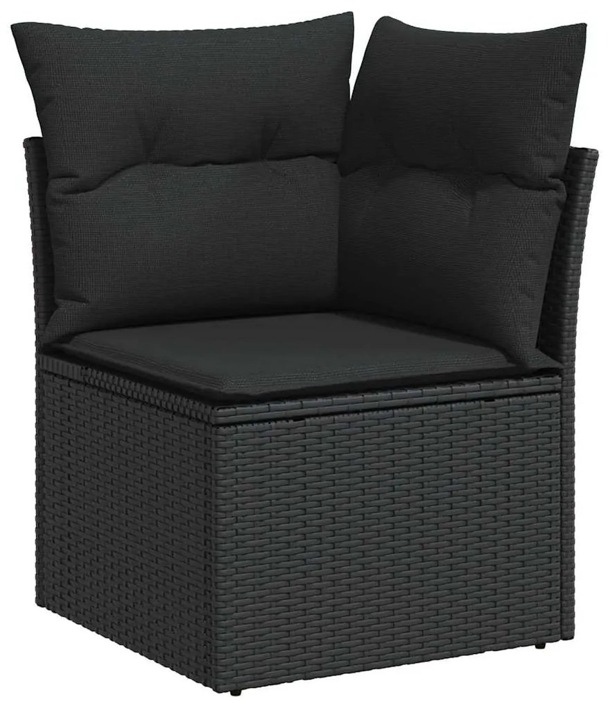 Conjunto de Sofá para Jardim de 8 peças com Almofadas Preto Vime PE