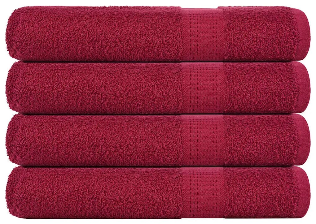 vidaXL Toalhas 4 pcs 100x200 cm 360 gsm 100% algodão bordéus