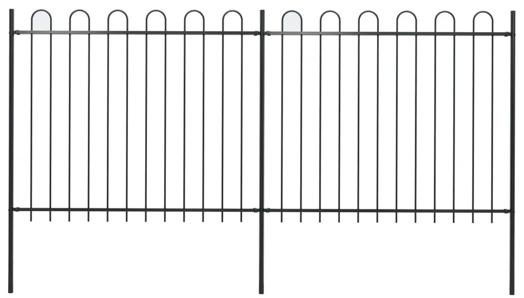 Cerca de jardim com topo em aros 3,4x1,5 m aço preto