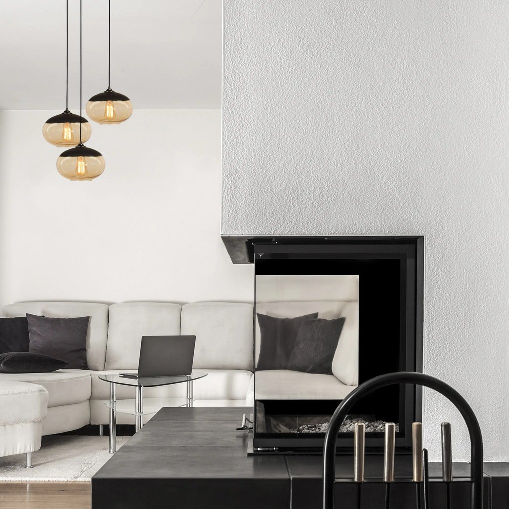Candeeiro de Teto Camini – Preto Mel – Diâmetro 50 cm