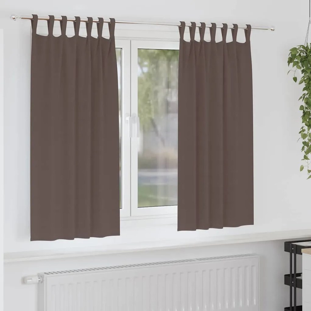 vidaXL Cortinas com cortinas 2 pcs Castanho escuro Poliéster