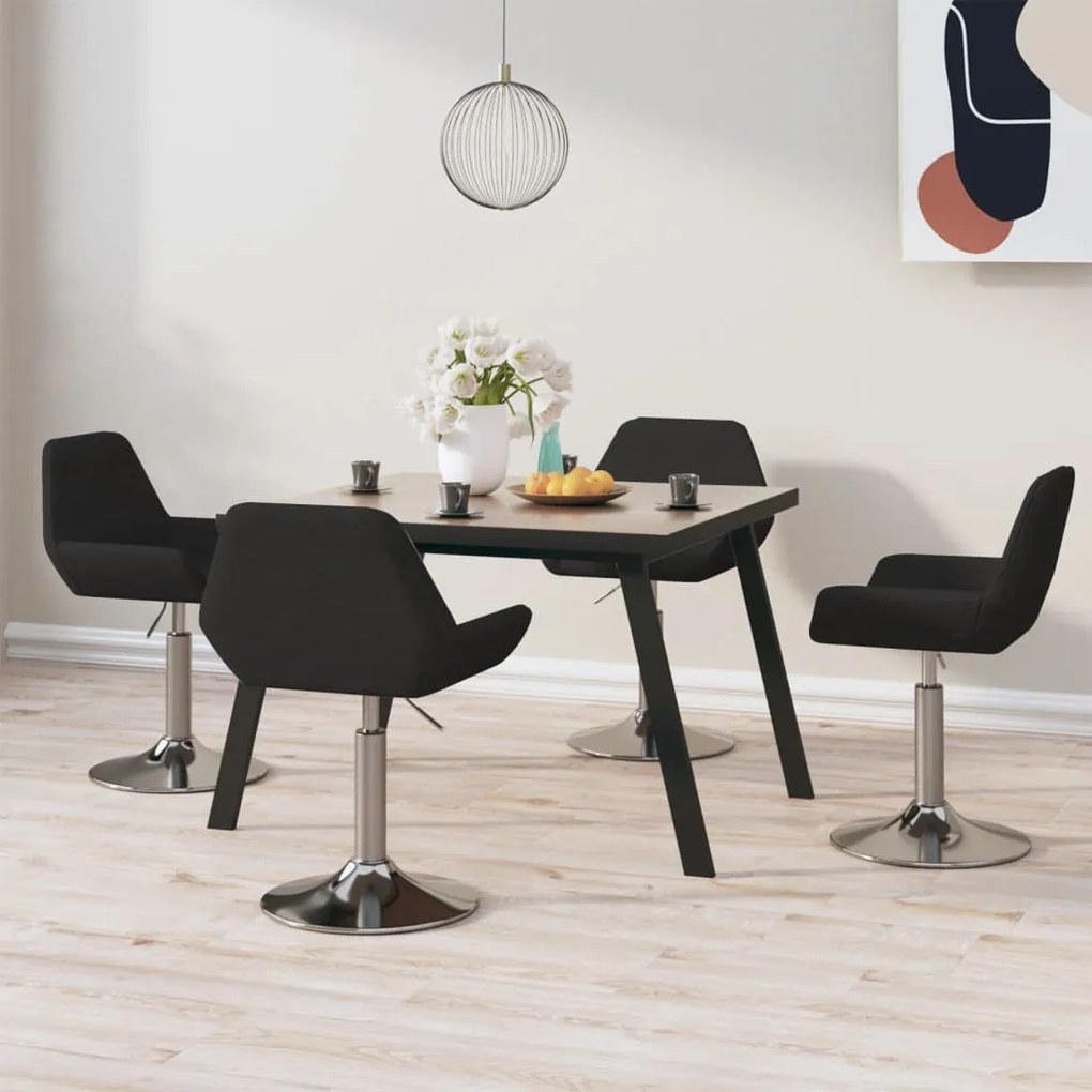 vidaXL Cadeiras de jantar giratórias 4 pcs tecido preto