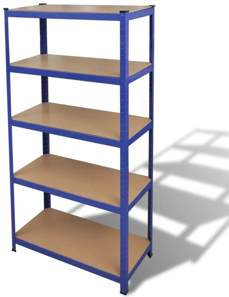 5-Layer Storage Shelf Blue Steel&amp;Madeira de engenharia