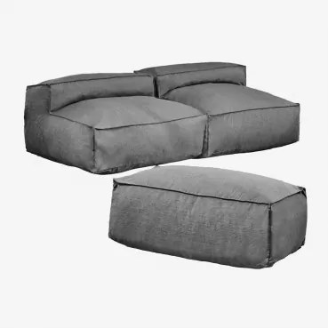 Sofá Modular De 2 Peças E Puff Dojans Cinza Granito - Sklum