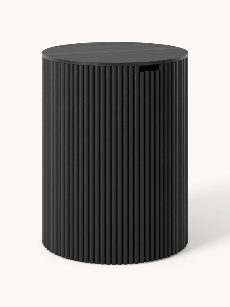 Mesa de apoio redonda em madeira com arrumação Nele