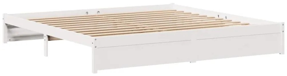 Cama sem colchão 200x200 cm madeira de pinho maciça branco