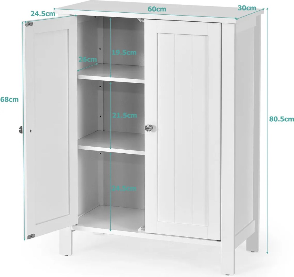 Armário de Casa de Banho "Lindbergh" - 60 x 30 x 80,5 cm - Branco | Mó