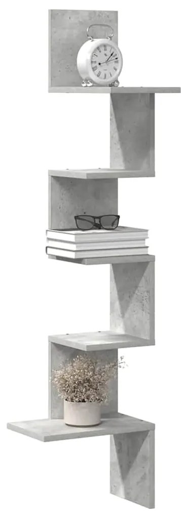 vidaXL Estante canto p/ parede 32x32x127,5 cm contrap. cinza-cimento