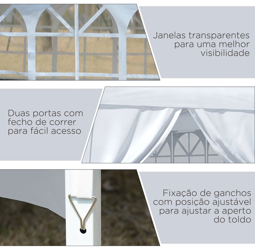 Tenda de Jardim com Paredes Laterais Amovíveis Janelas Porta com Zíper