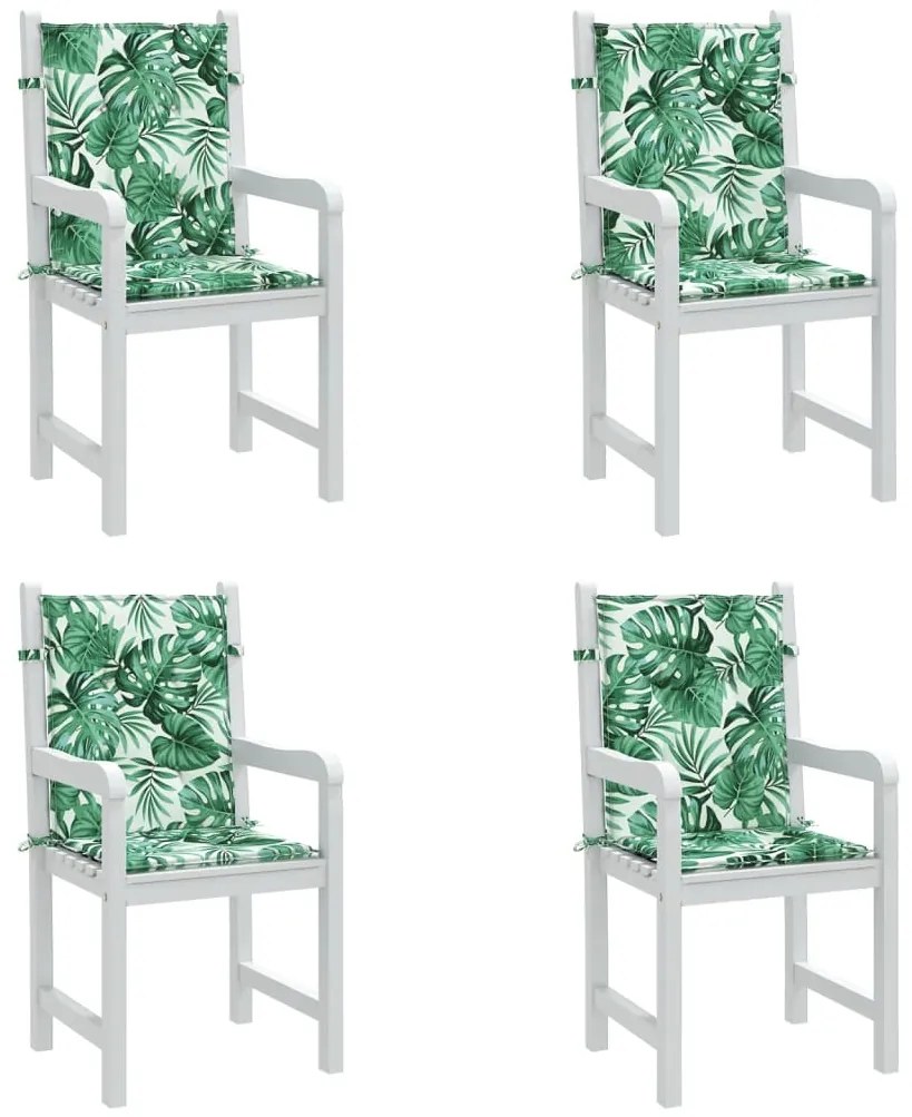 Almofadões cadeira de encosto baixo 4 pcs tecido padrão folhas
