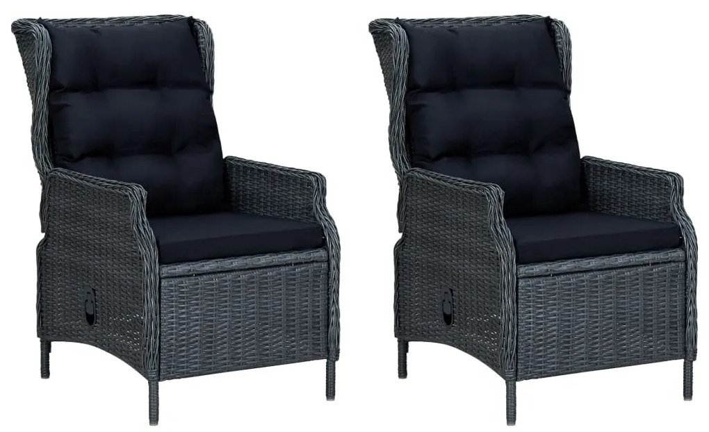 9 pcs conj. jantar exterior c/ almofadões vime PE cinza-escuro