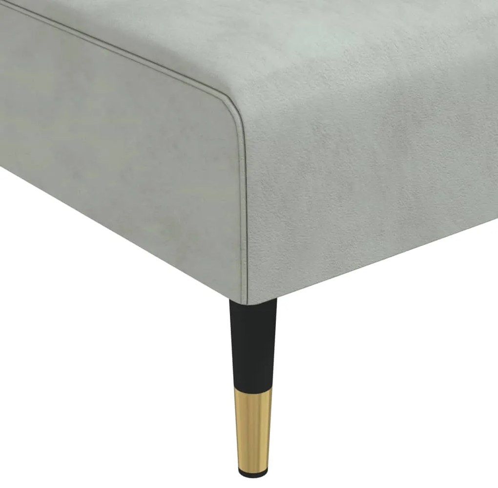 Sofá-cama em forma de L 271x140x70 cm veludo cinzento-claro