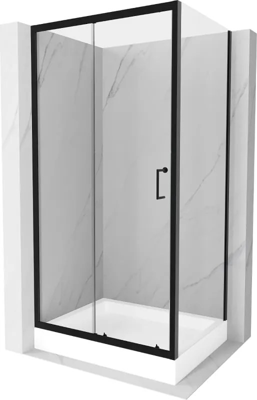 Mexen Apia cabine de duche deslizante 120 x 90 cm, transparente, preta + base de duche Rio - 840-120-090-70-00-4510